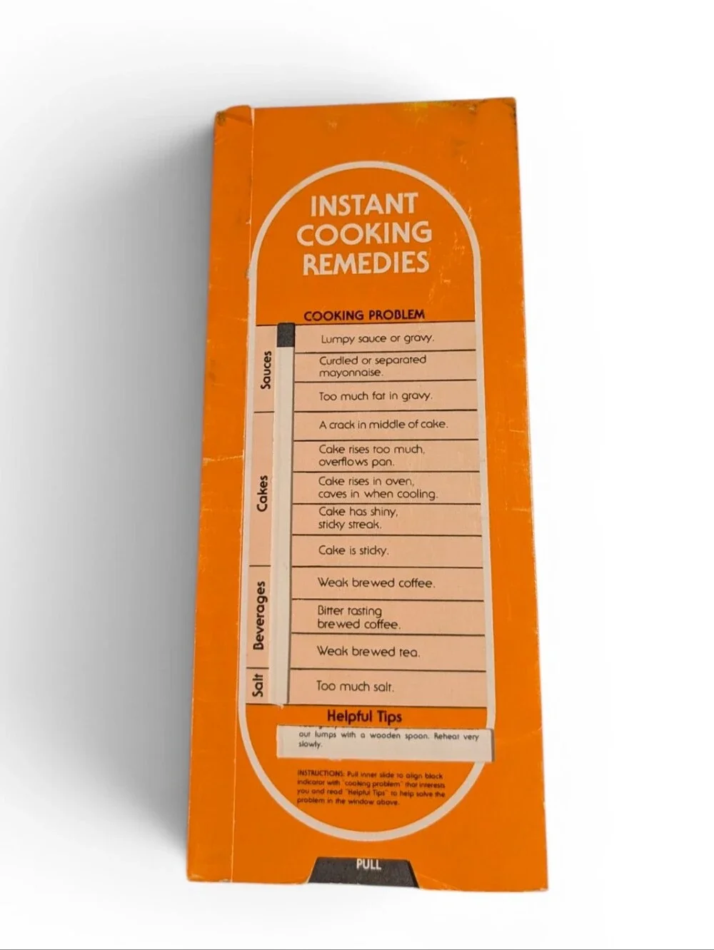 VINTAGE Instant Cooking Remedies Pull Flip Cooking Guide Orange